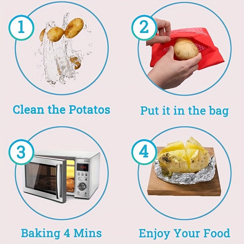 Bolsa de patata para microondas y microondas, lavable, reutilizable, rápida  en 4 minutos, Paquete de 2, Verde