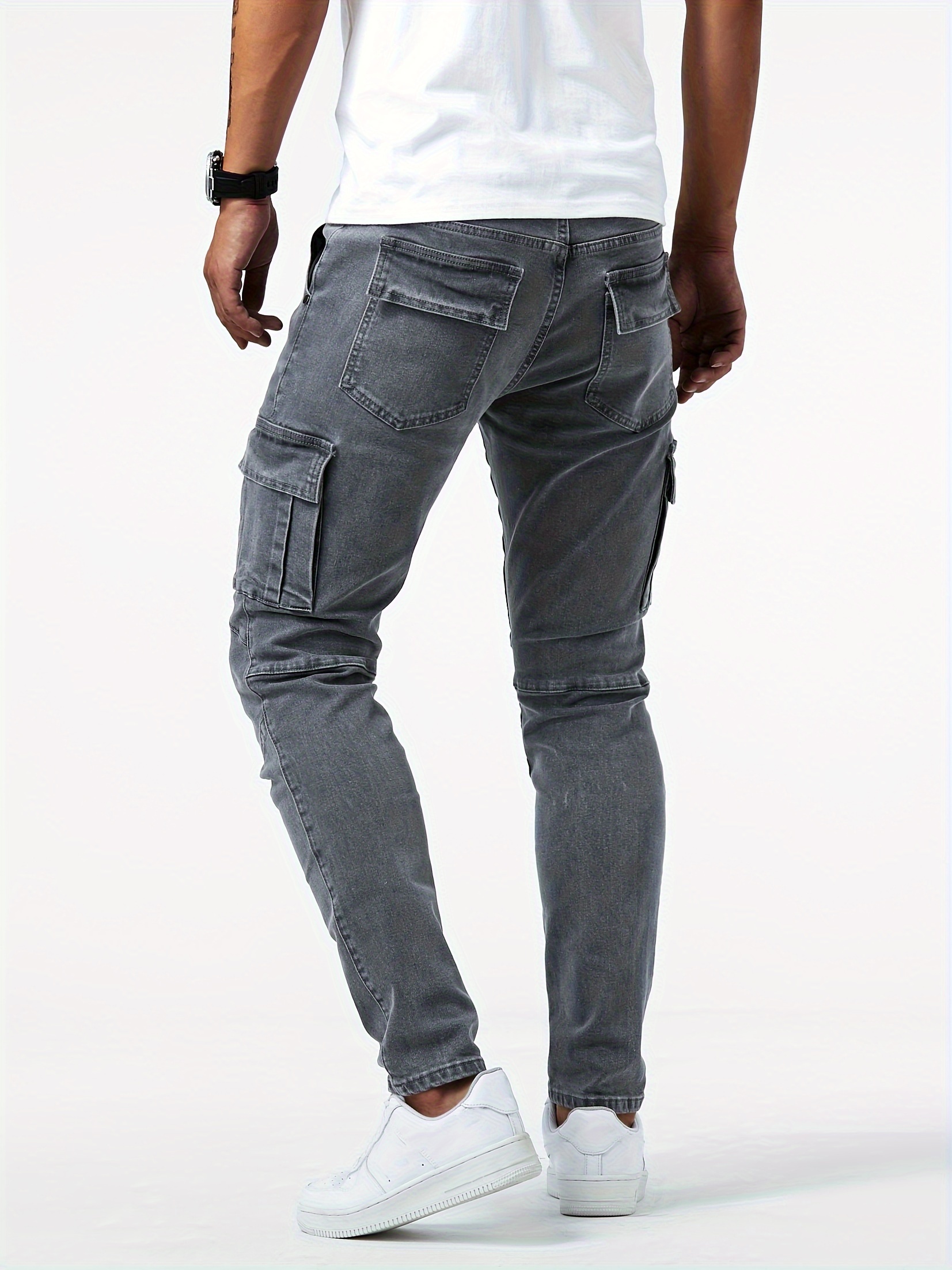 High - Slim Casual Style Pocket Multi Jeans Street Fit Temu Men\'s