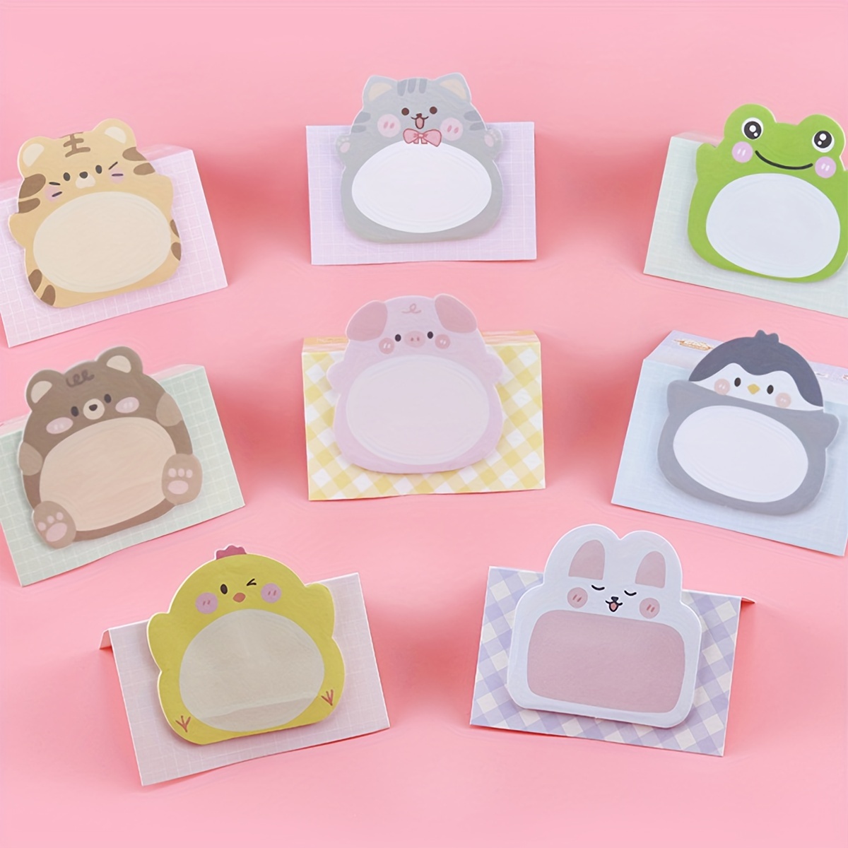 

8pcs Cute Cartoon Animal Sticky Notes, Creative Animal Standing Message Memo Note Stickers