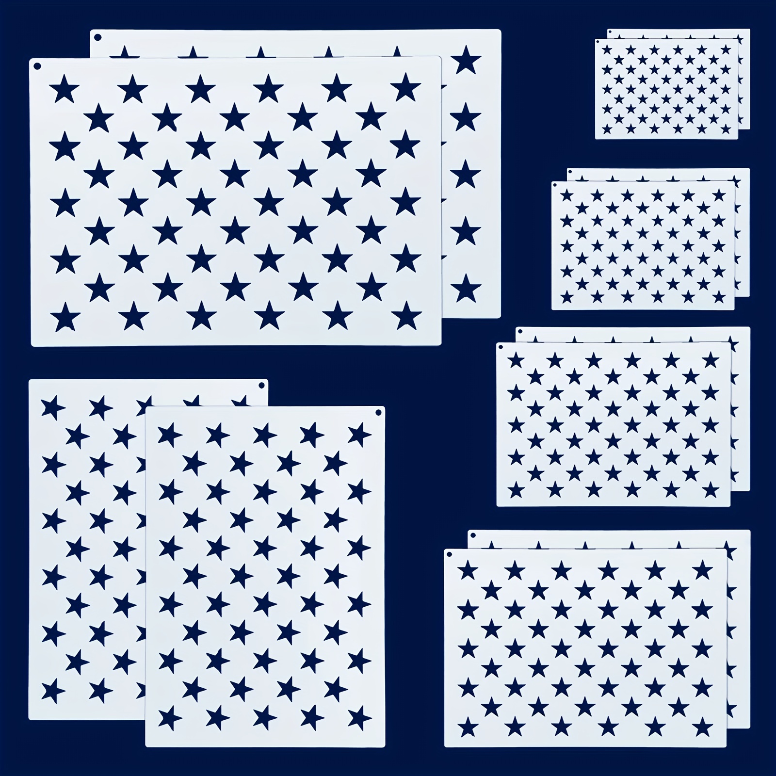 9 Pcs American Flag Stencils, We The People, Deer, 1776, Cow, Bear, Truck, Sunflower Stencils for Painting on Wood, Canvas, Walls, Fabric 