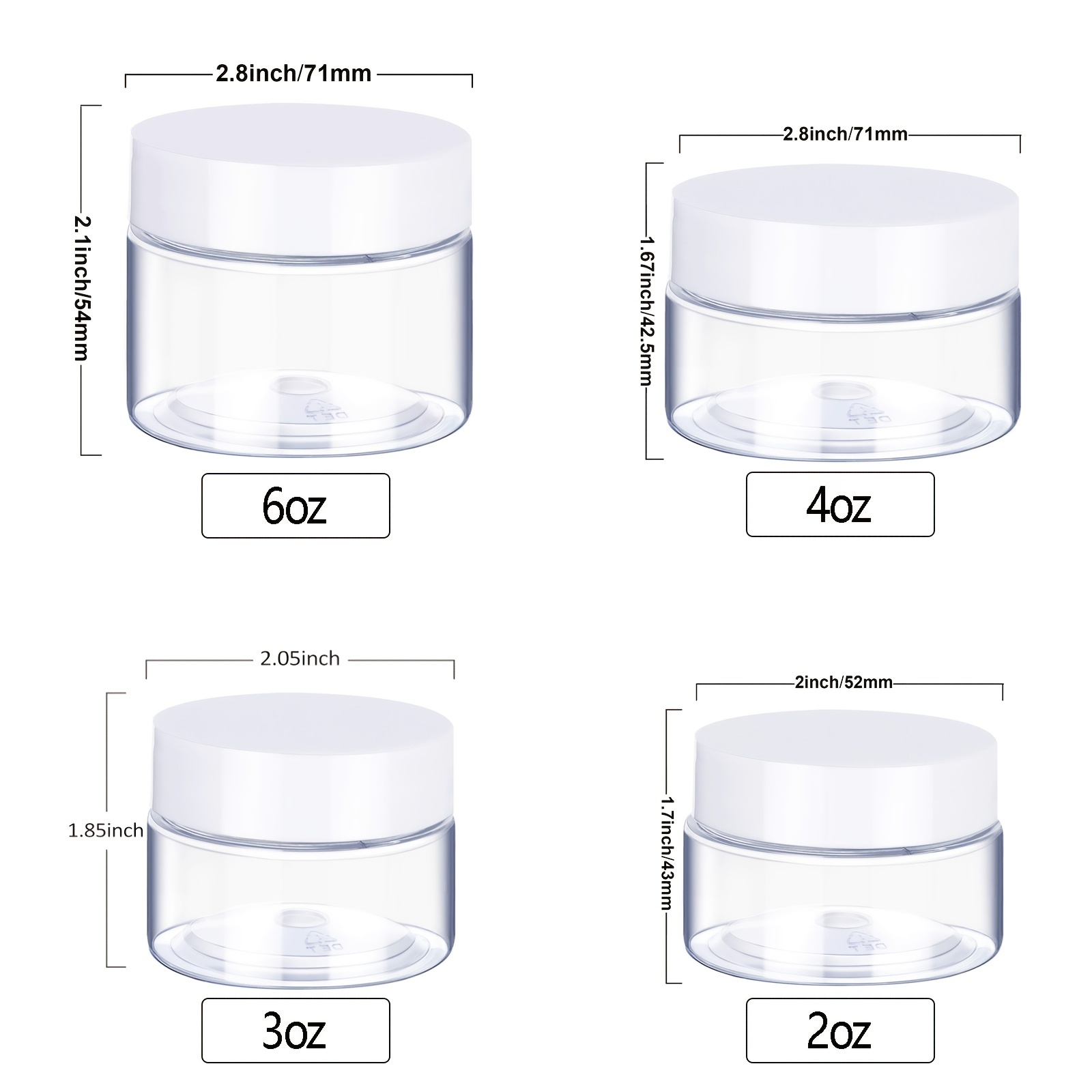 Plastic Pot Jars (6 4 3 2)oz Plastic Pot Jars Round Clear - Temu