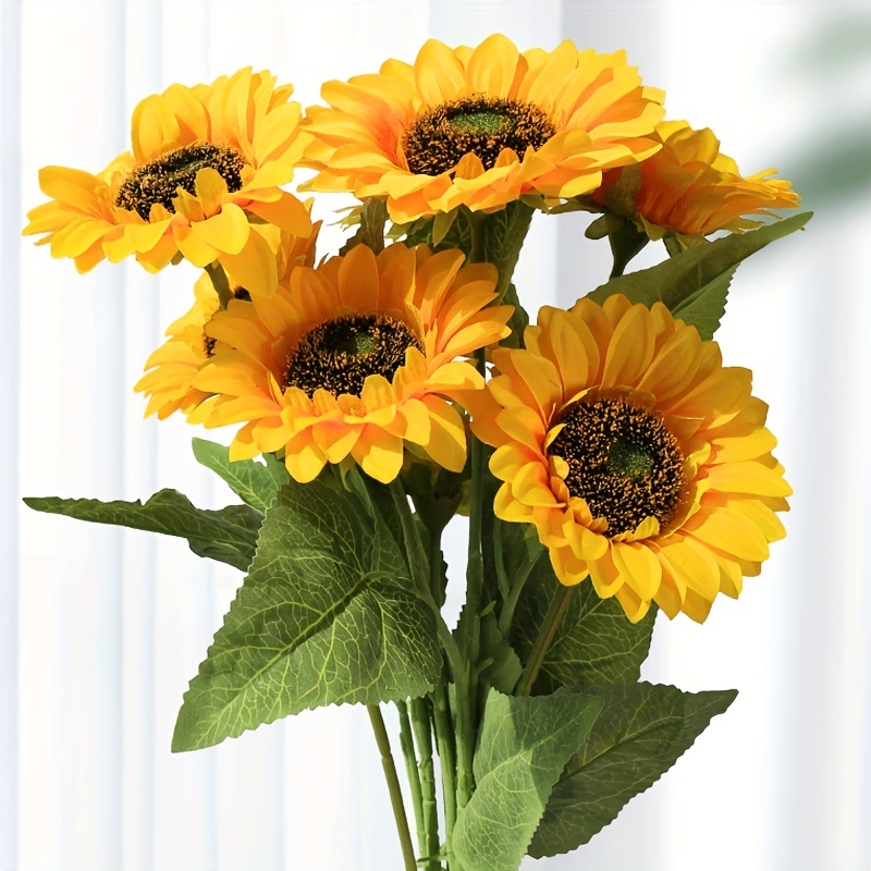 7 Heads Artificial Sunflower Fake Flowers Sunflowers Indoor - Temu