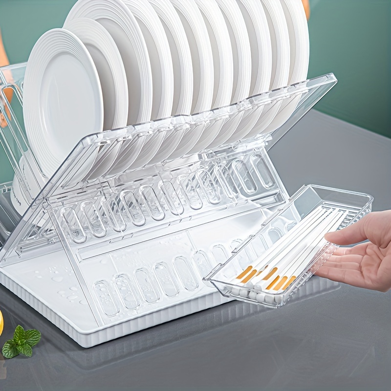 Space Saving Dish Drying Rack With Drip Plate And Utensil Holder - Large  Capacity Dish Drainer For Dishes, Knives, Spoons, And Forks - Kitchen  Supplies - Temu