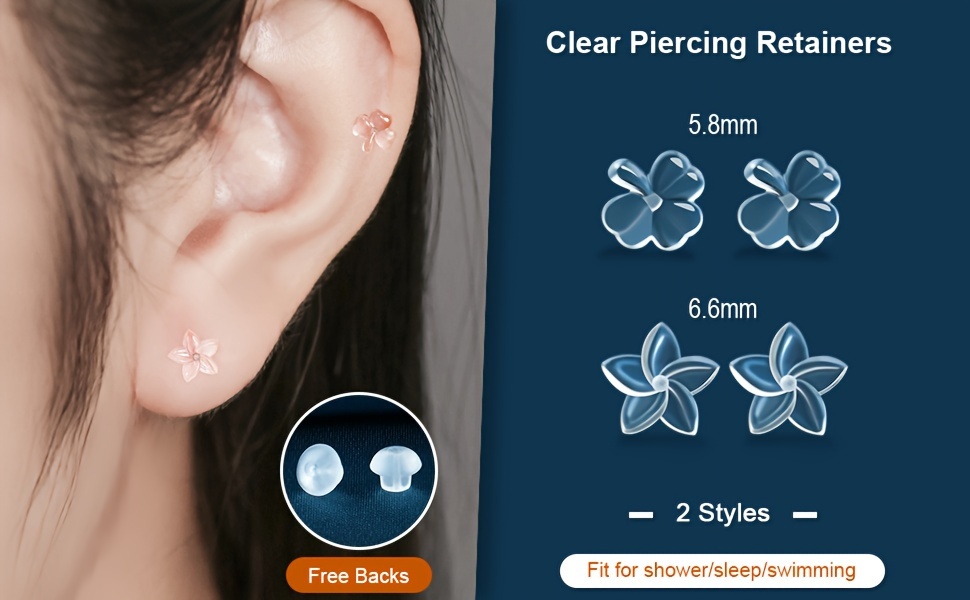 Hypoallergenic Simple Plastic Earrings Back Clear Ear Pins - Temu
