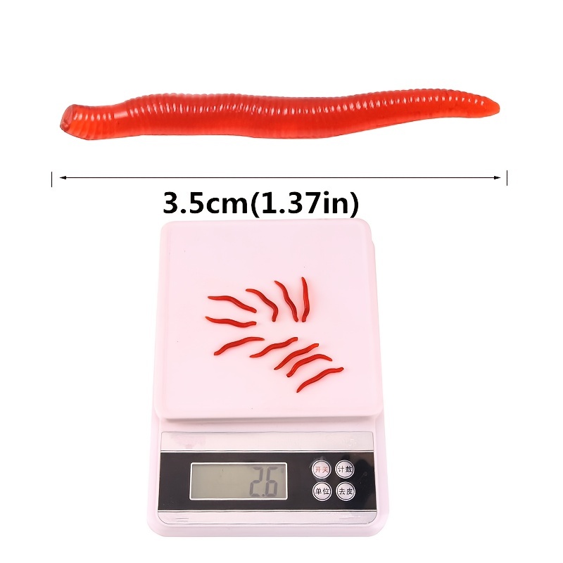 50Pcs/Box Lifelike Red Earthworm Bait Worms Artificial Fishing Lure 35mm  Soft Baits Silicone Shrimp Flavor Additive Baits Tackle