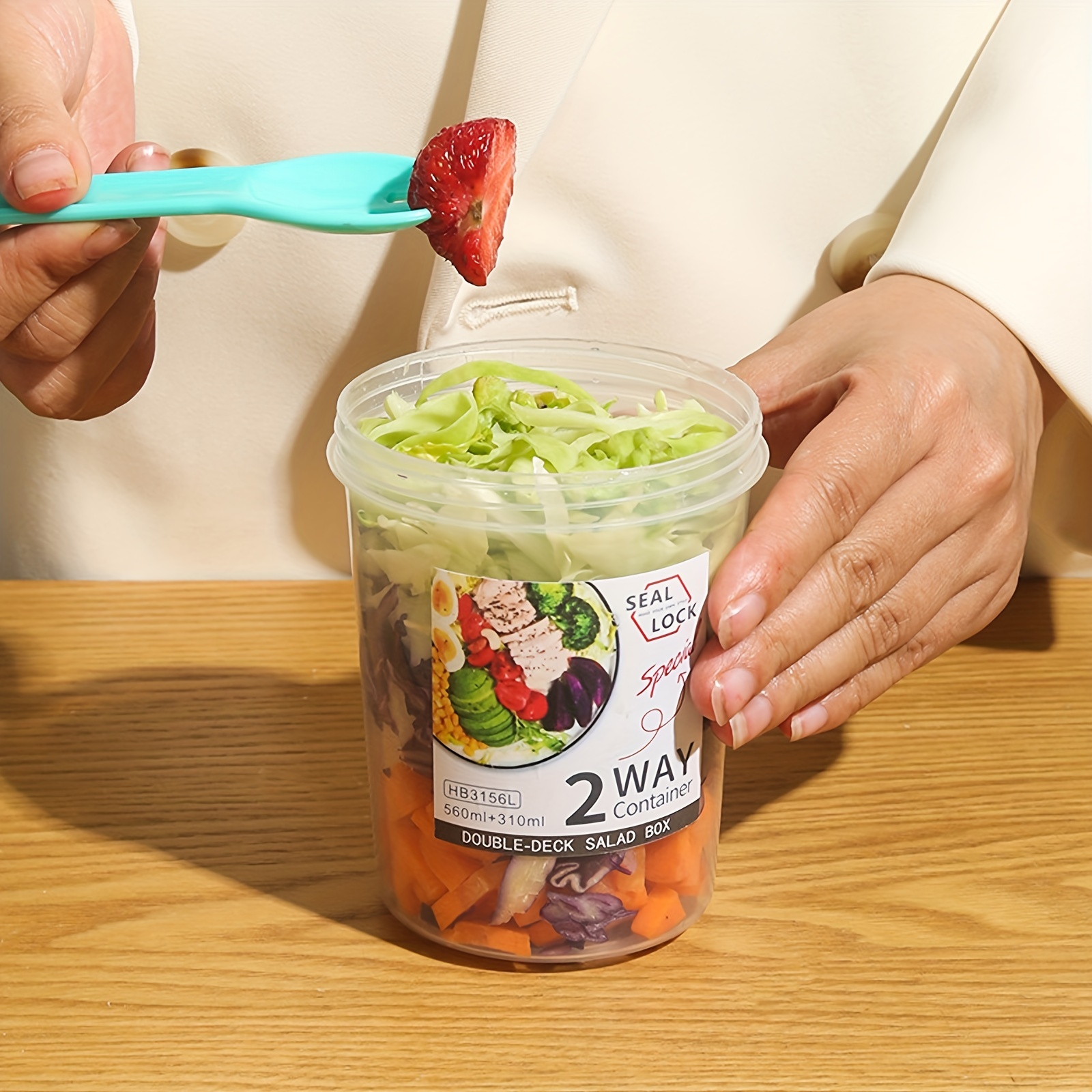 Portable Salad Cup Breakfast Salad Bowl With Fork School - Temu