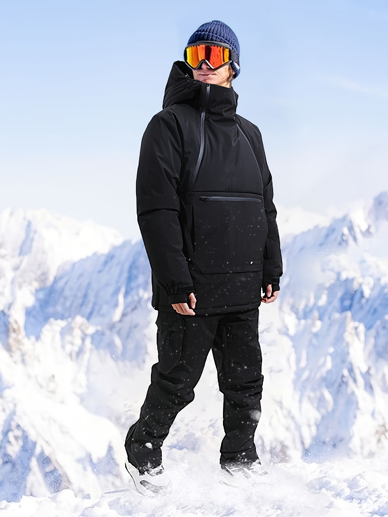 Trajes de esquí para hombre, conjunto de chaqueta y pantalones cálidos de  invierno con capucha para hombre, deportes al aire libre, 2 piezas, trajes