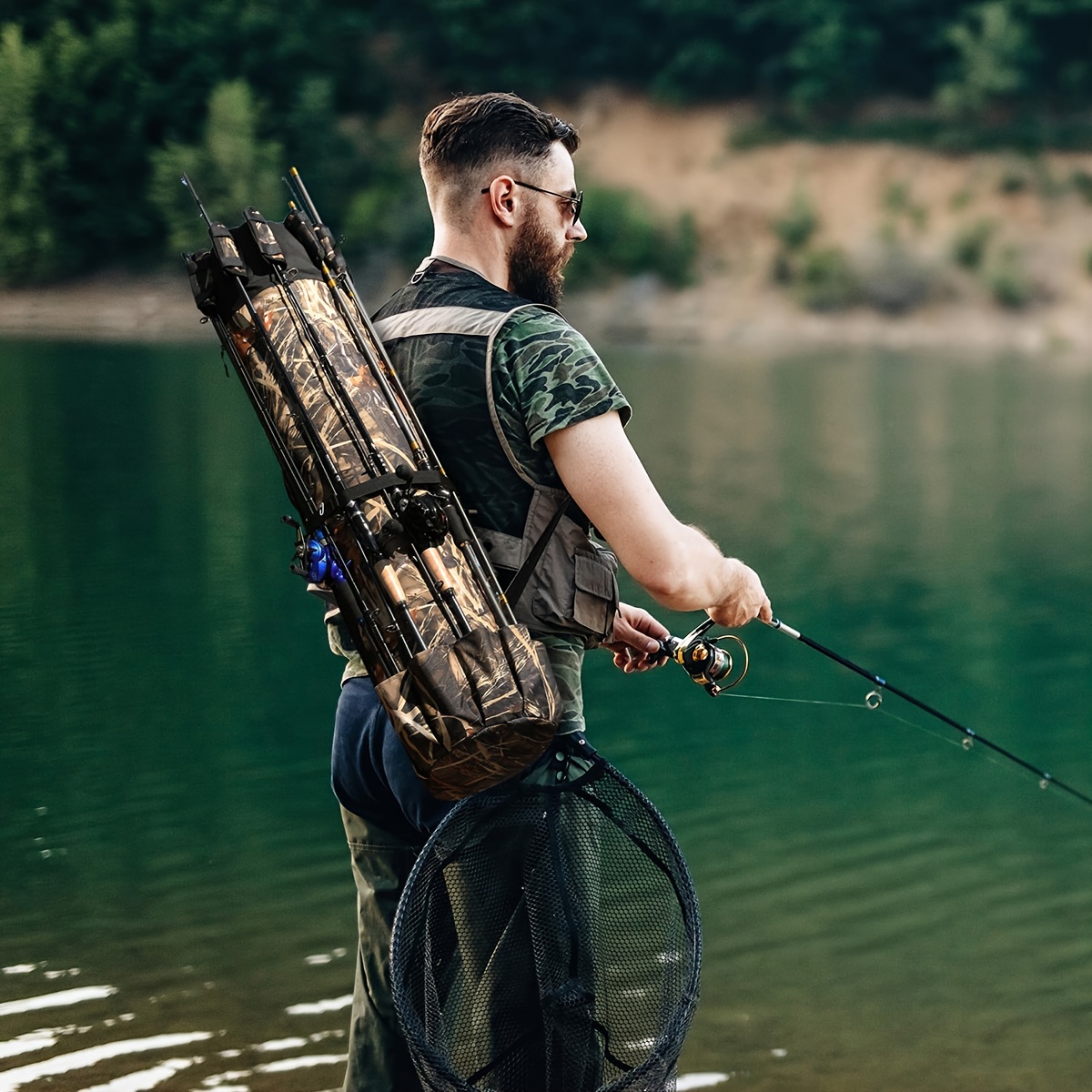 Foldable Fishing Bag Fishing Rod Bag Multifunctional Fishing - Temu