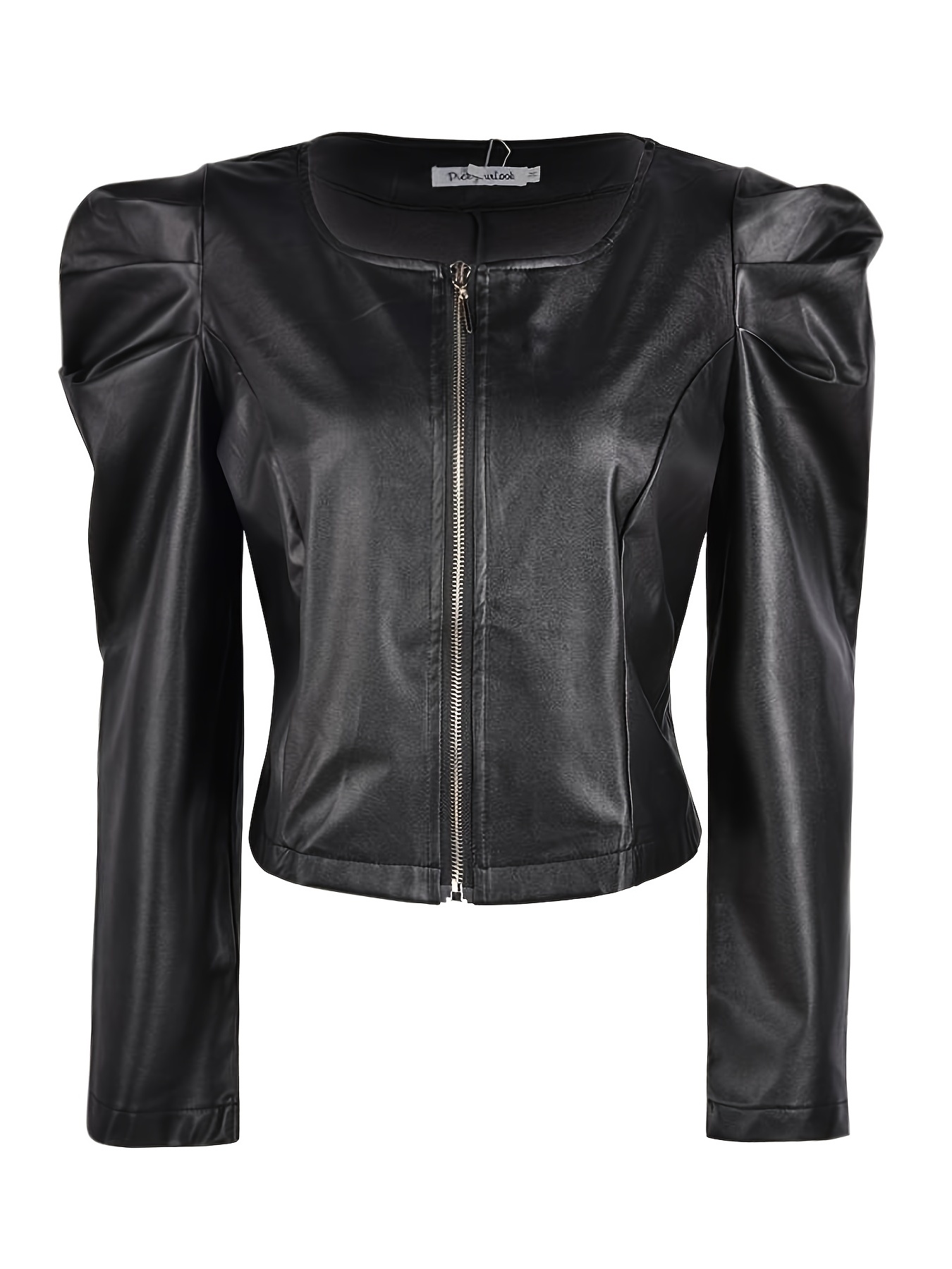 Casual Faux Leather Jacket Lapel Pu Long Sleeve Fashion - Temu