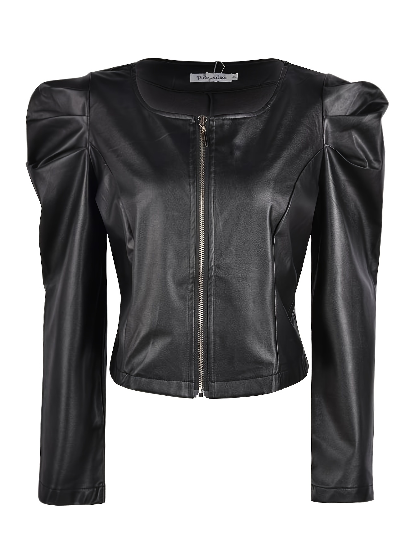 Jacenvly Leather Jacket Women Clearance Lapels Long Sleeve Mid