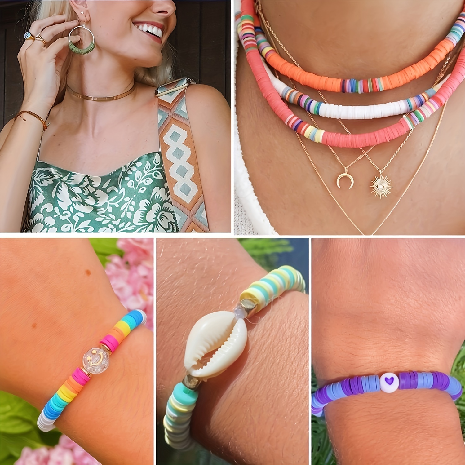  7200 Pcs Clay Beads Bracelet Making Kit, 24 Colors