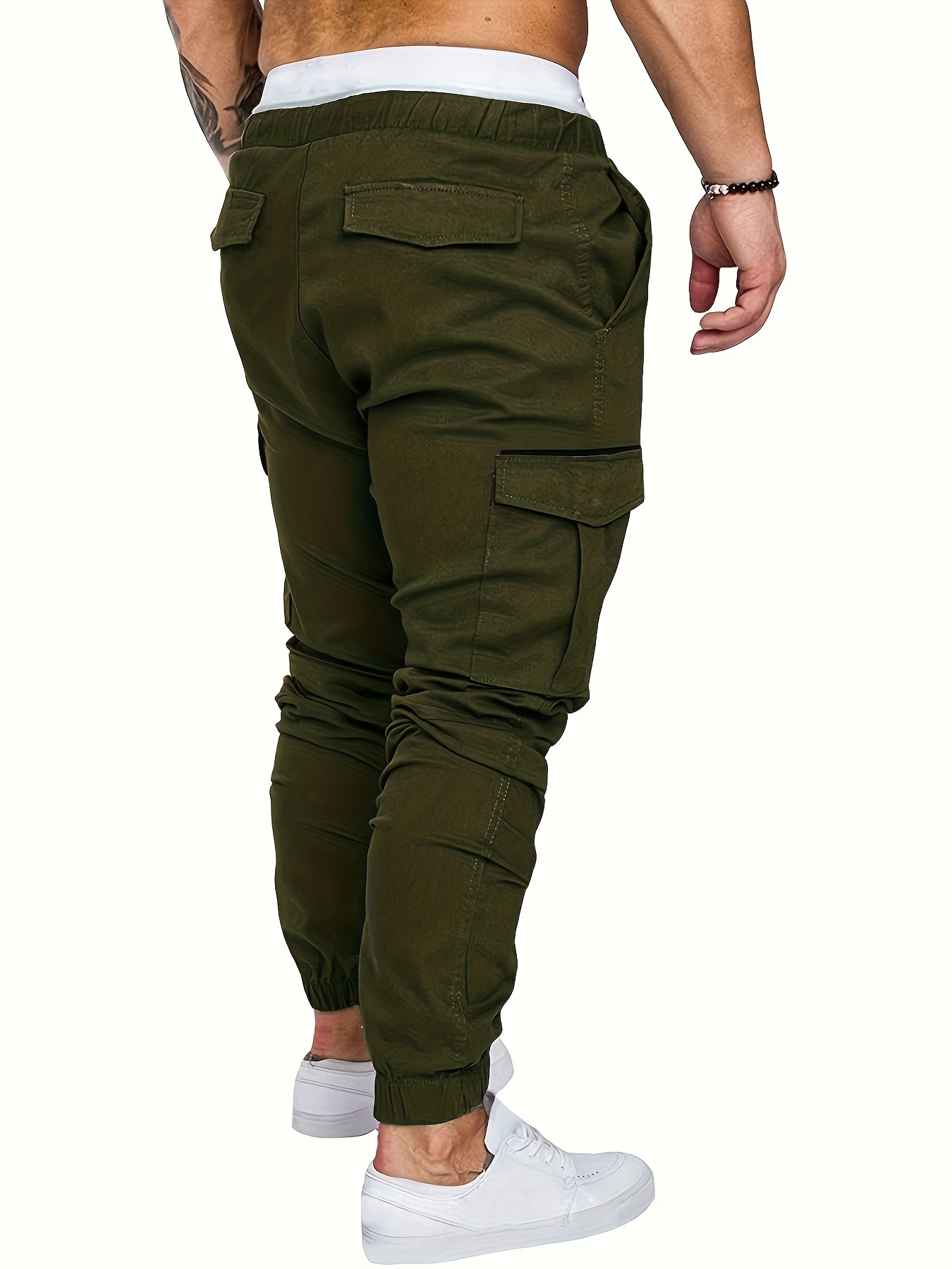 Casual Side Flap Pockets Drawstring Woven Joggers Men's - Temu