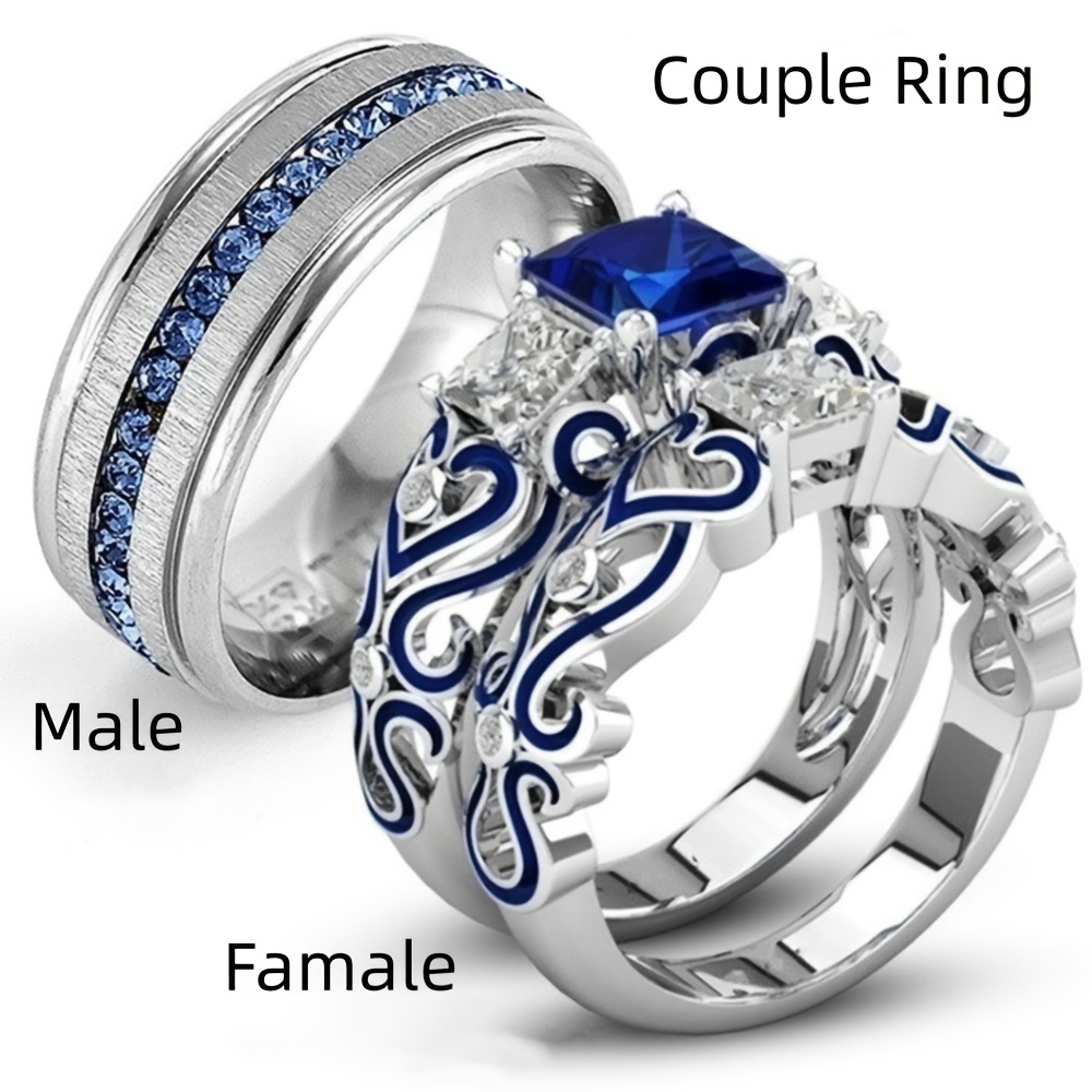 Sapphire Ring Stainless Steel Engagement Couple Ring