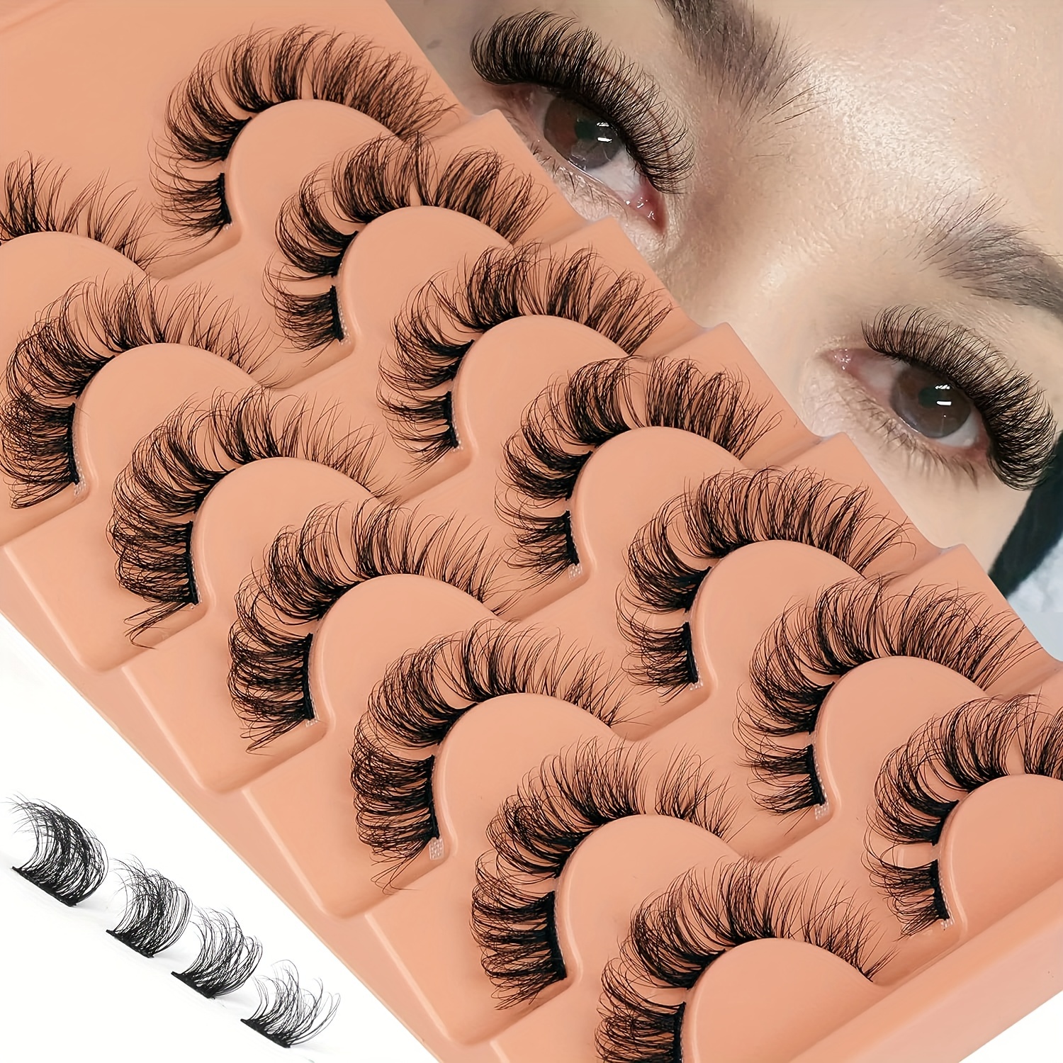 

7 Pairs Natural Eyelashes Cluster Eyelash Extensions 6-15mm Mixed Length False Eyelashes Fluffy 3d Curling Diy Eyelashes