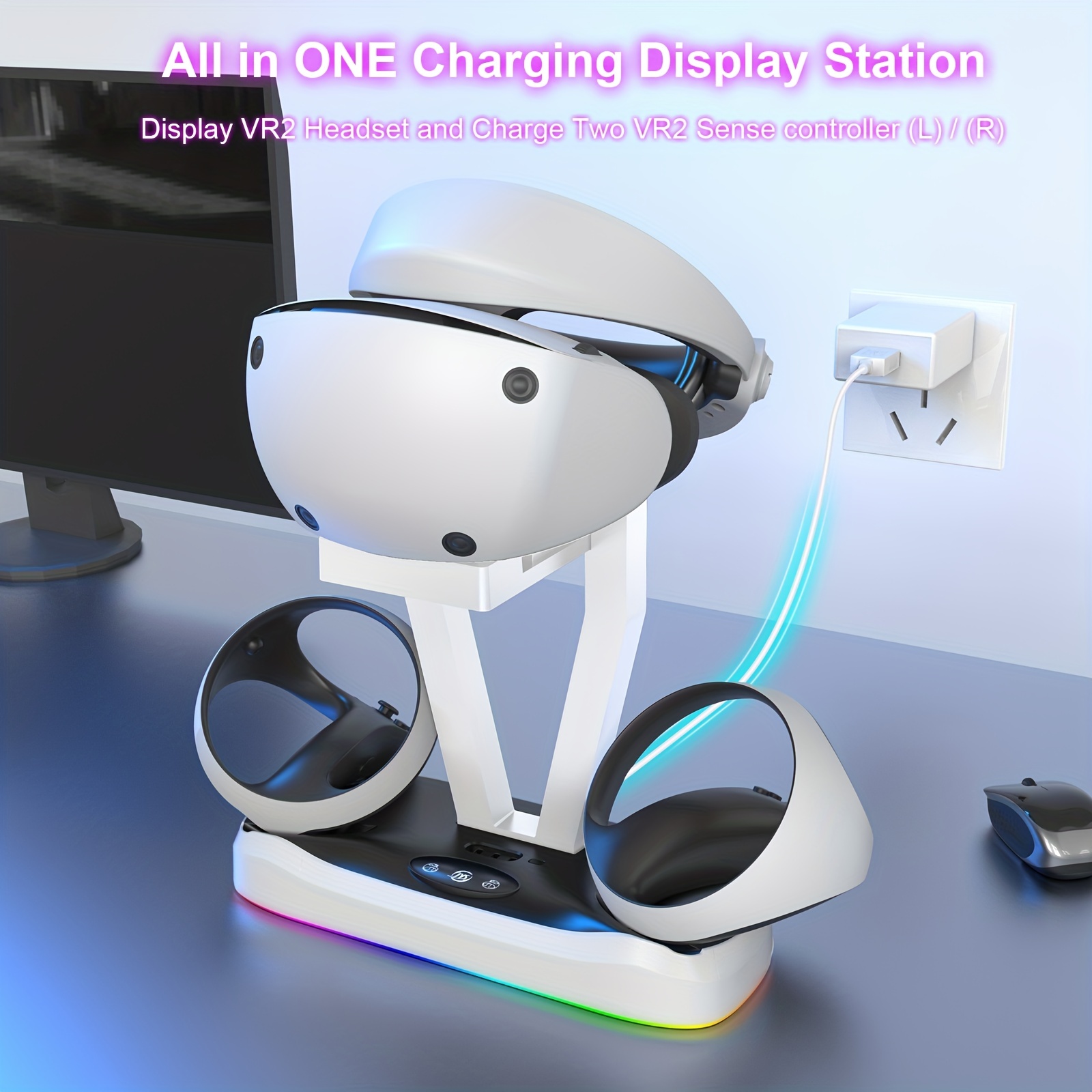 Uxilep Ps Vr2 Fast Charging Station Dual Charger Dock Ps5 - Temu