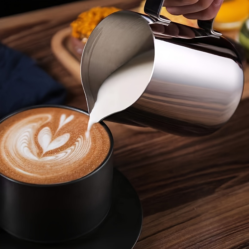 Coffee Art Cup 304 Stainless Steel Strip Graduated Coffee Milk Foam Cup  Latte Steamer For Kitchen Coffee Shop Latte Accessories