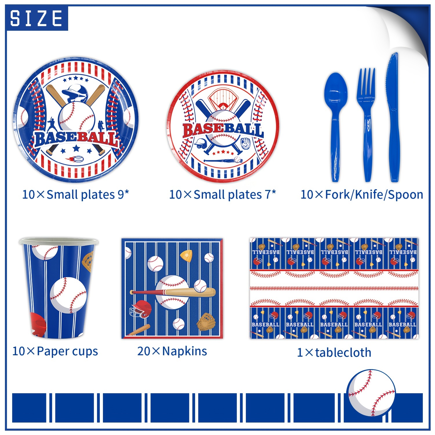 セット 野球テーマのパーティー用品 テーブルウェアセット ホーム