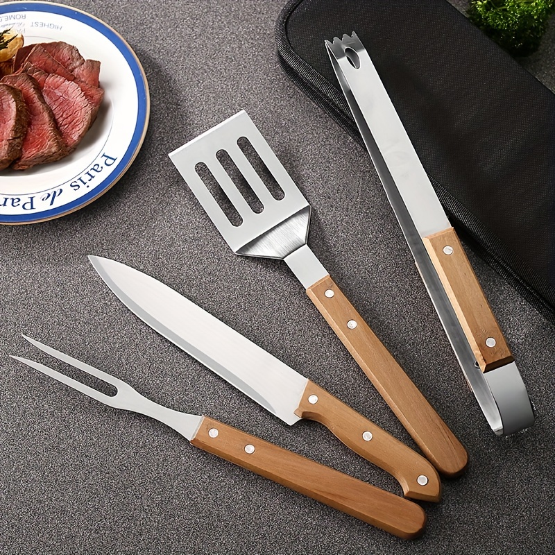 Barbecue Tool Sets With Durable Spatula Fork Tongs Basting - Temu