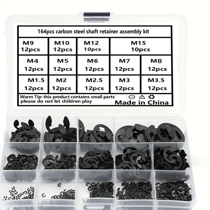 120pcs 304 Stainless Steel Stainless Steel E Clip Washer Assortment Kit  Circlip Retaining Ring For Shaft Fastener M1 5 M10, Shop The Latest Trends