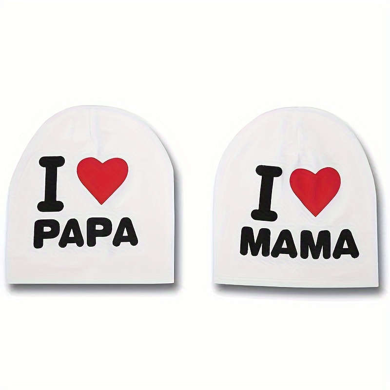 2pcs Infant Cotton Beanie Hat " Mama" Warm Winter Cap For Baby Boys And Girls