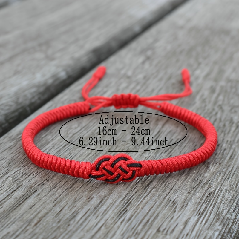 1pc Handmade Woven Ethnic Heart Knot Red Rope Bracelet