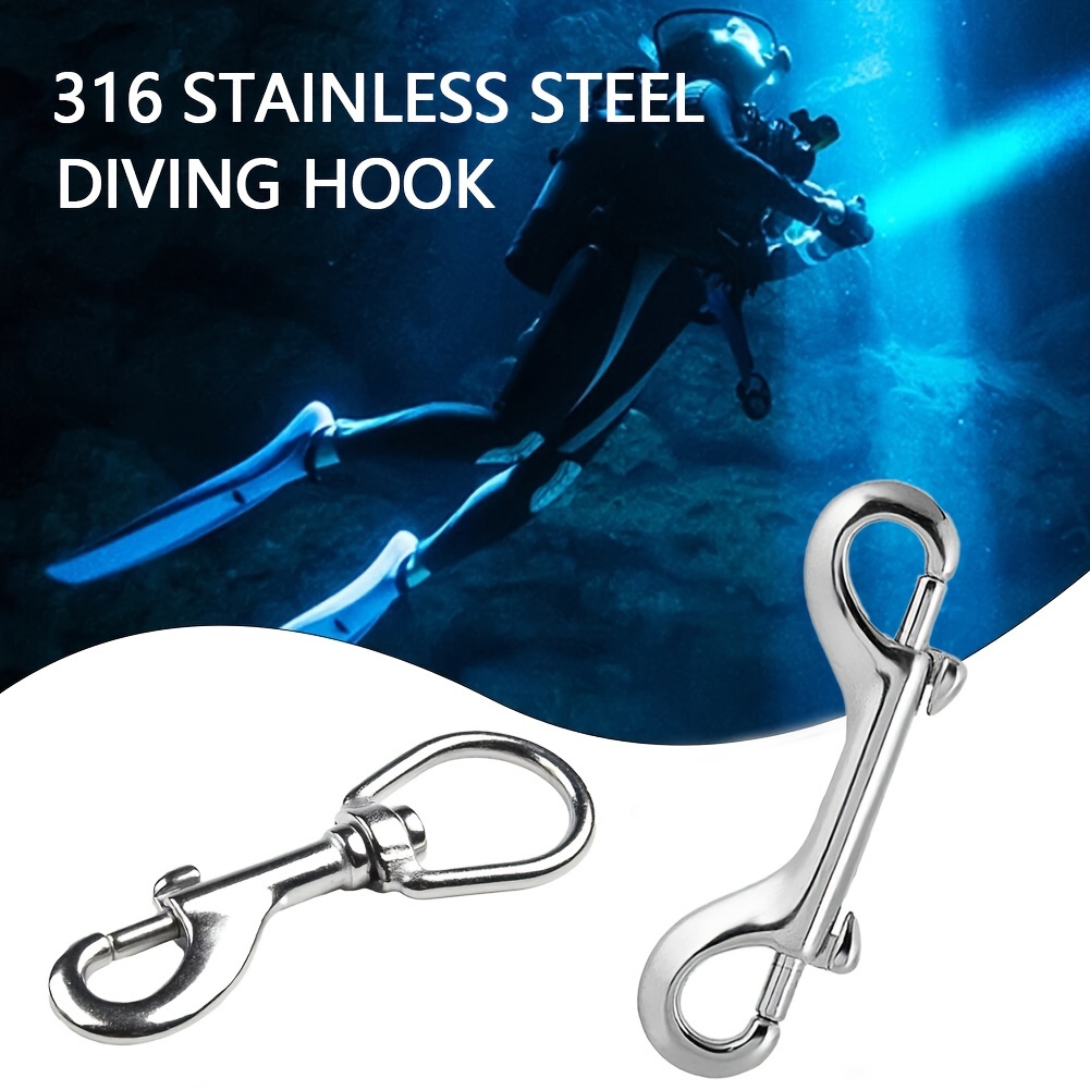 Durable Stainless Steel Double Ended Clip Hook Bolt Snap Scuba Diving  Buckle Hook Swivel Eye Bolt Snap for Scuba Diving Diver(90mm) Double Ended  snap Hooks