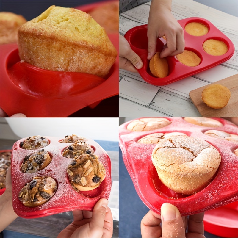 Silicone Muffin Pan, Non-stick Baking Cupcake Pan, 6 Cavity
