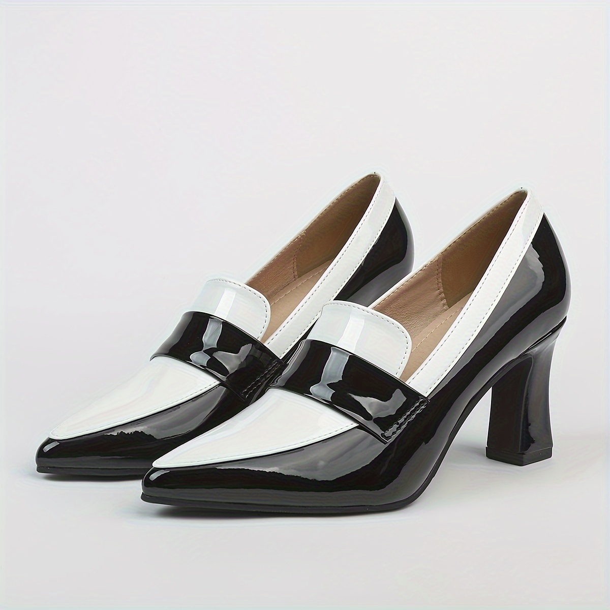 Patent leather sale block heels