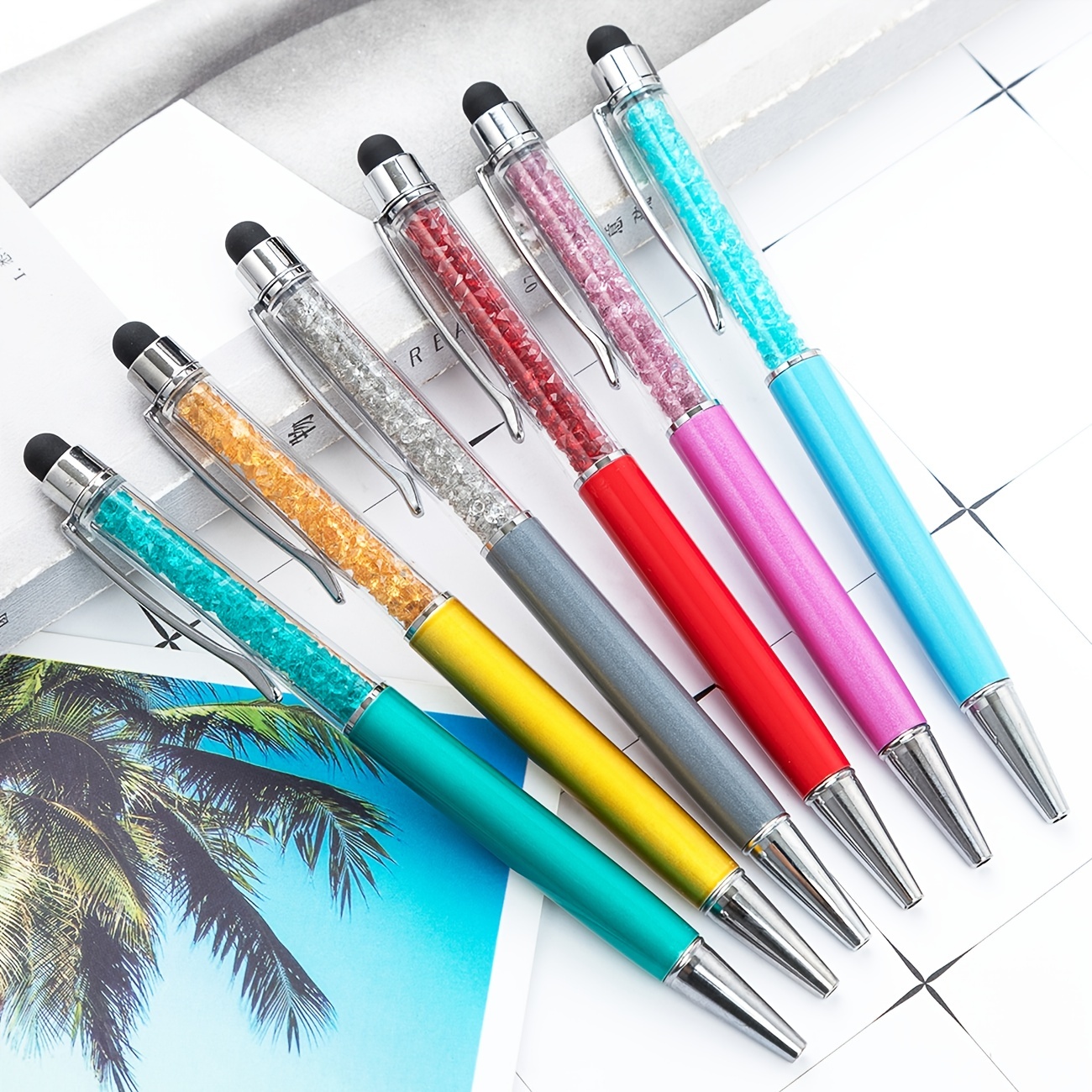 2 in 1 Slim Crystal Pens With Stylus Metal Gem Ink Ballpoint - Temu Austria