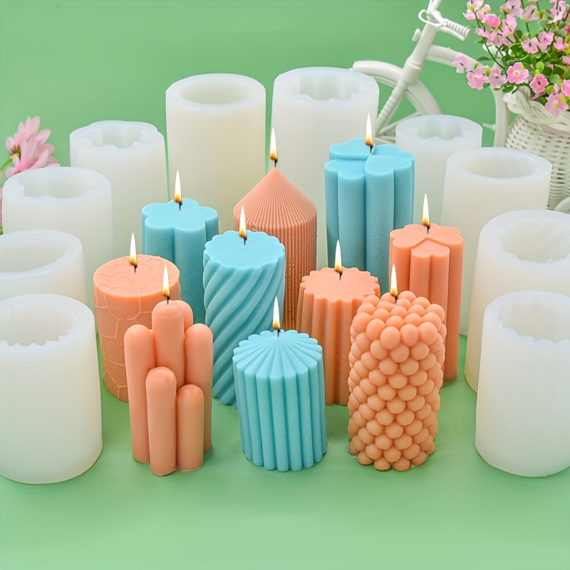 Molde de vela de pilar, moldes de vela de silicona para hacer velas, moldes  geométricos irregulares reutilizables de silicona, manualidades de resina