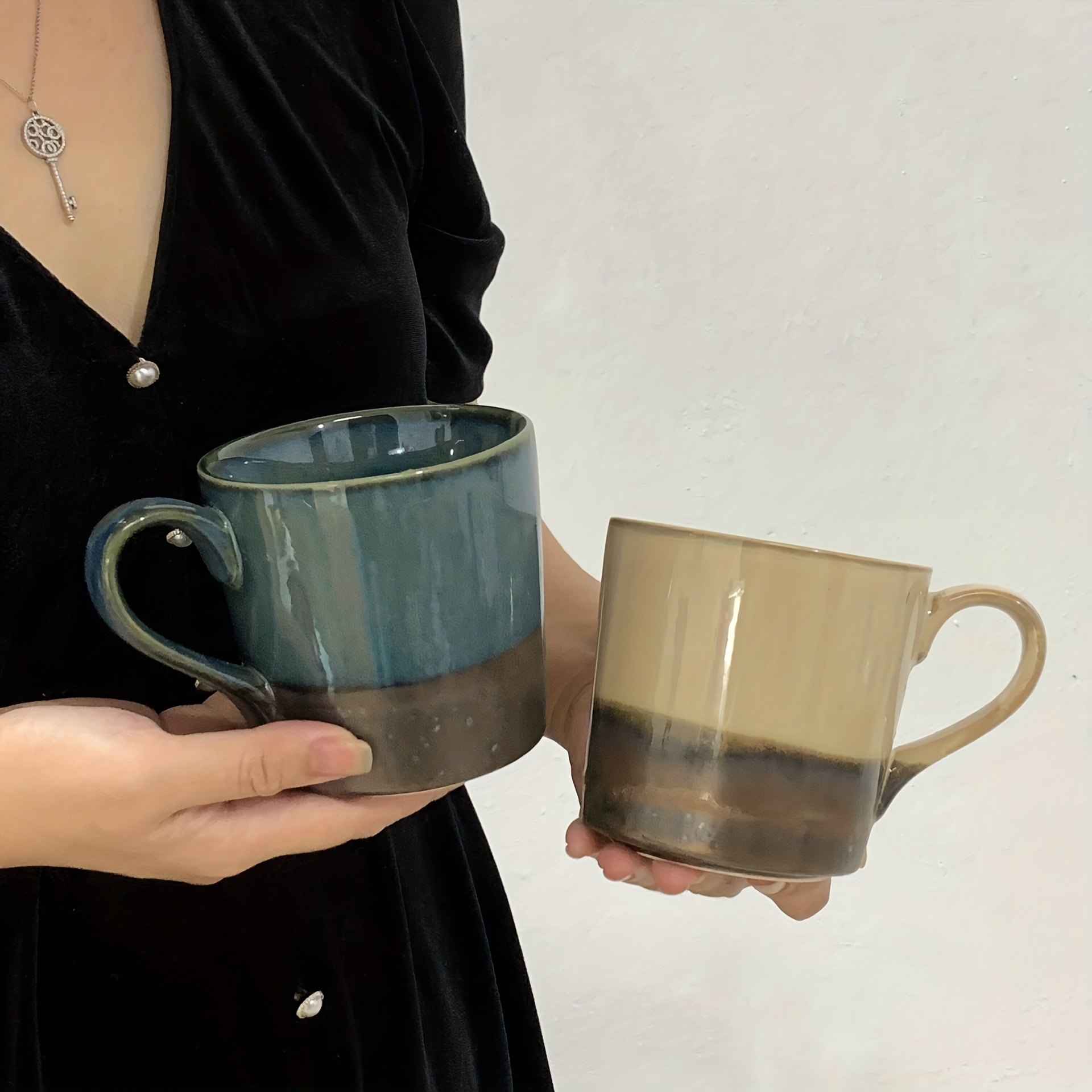 1pc Taza De Café Vintage Con Gran Mango Redondo Tazas De - Temu