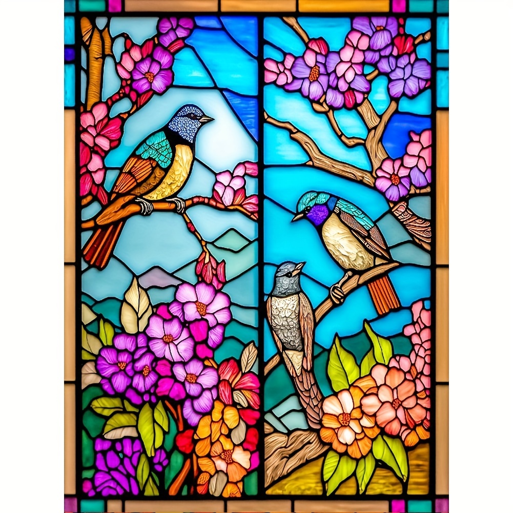 Stained Glass Bird Diamond Art Painting Kits for Adults, 5D Diamond  Painting Kit