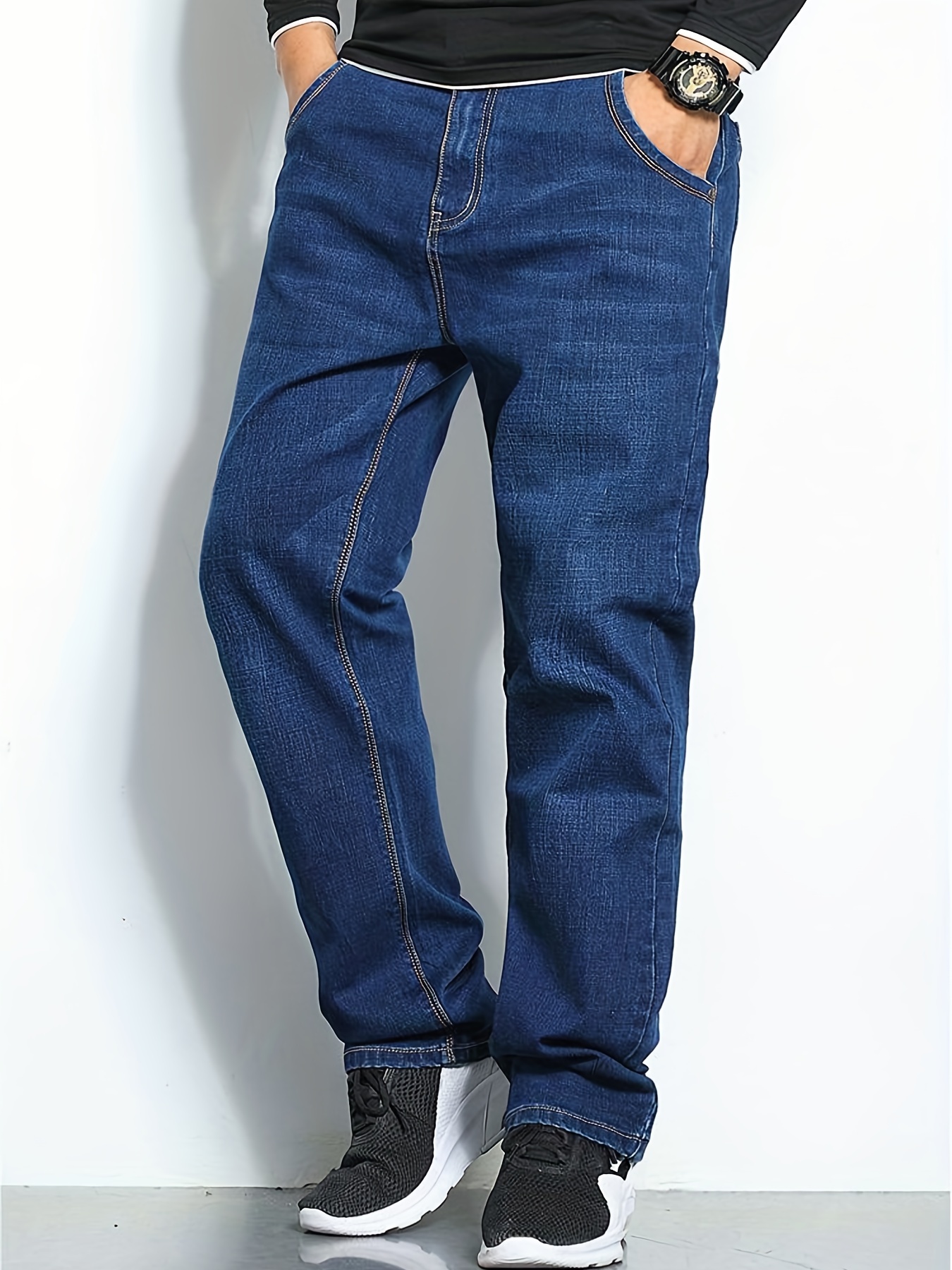 Pantalones Vaqueros Pierna Recta Hombre Talla - Temu