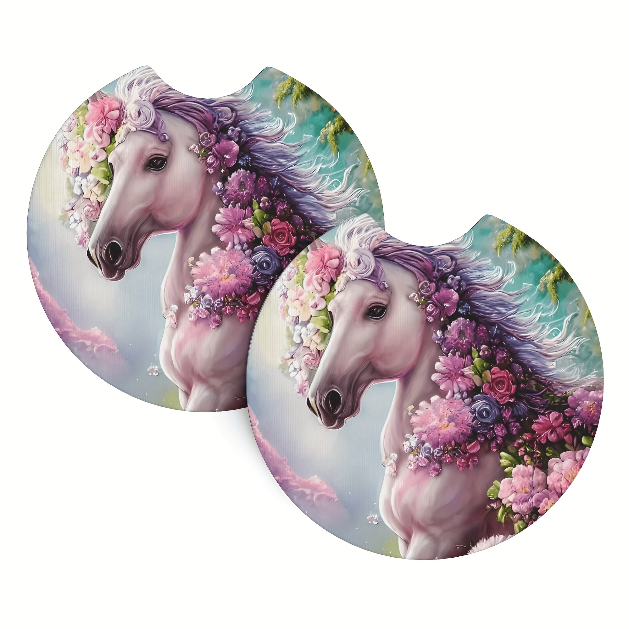  Unicorn Car Cup Holder Coaster 2 Pack Universal Auto Anti Slip  Car Coasters for Drinks Absorbent Cute Car Accessories : Automotive