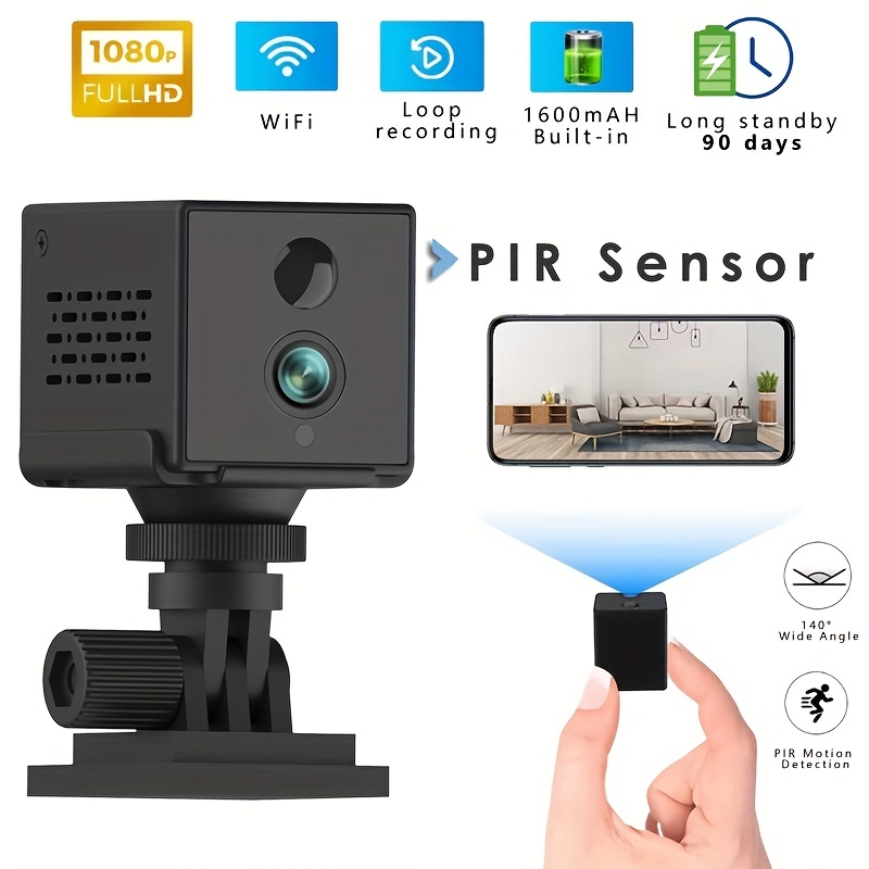 Mini cámara espía HD 1080P cámara oculta inalámbrica, pequeña cámara  portátil para niñera con visión nocturna, activada por movimiento,  vigilancia de