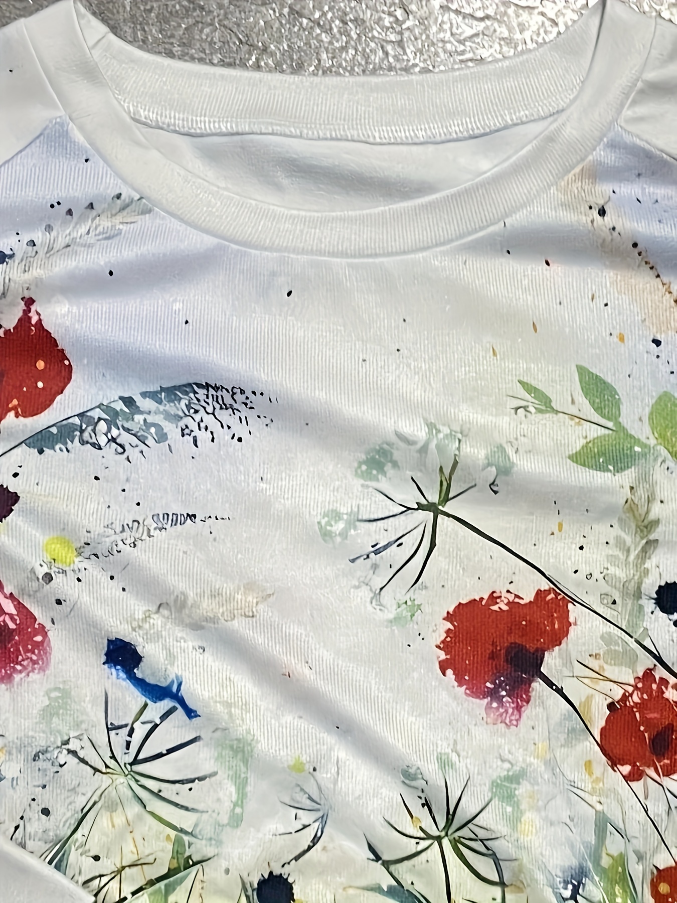 Graphic Print Crew Neck Long Sleeve T-shirt for Women