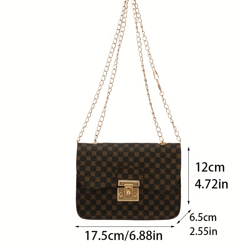 Vintage Pattern Square Shoulder Bag Classic Chain Bag For Work