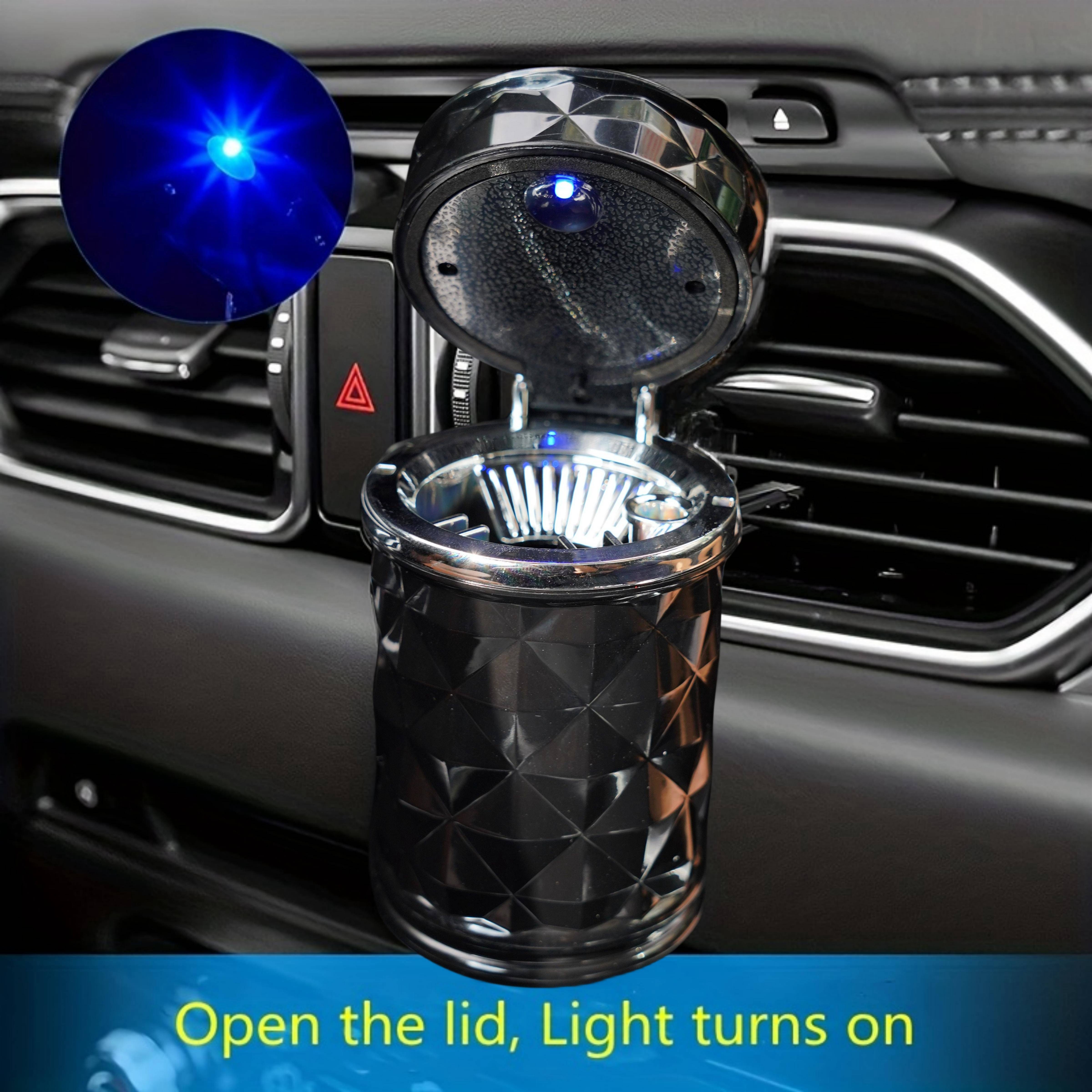 Car Ashtray With Led Light Auto Cigarette Smokeless Portable Ashtray W/  Cover