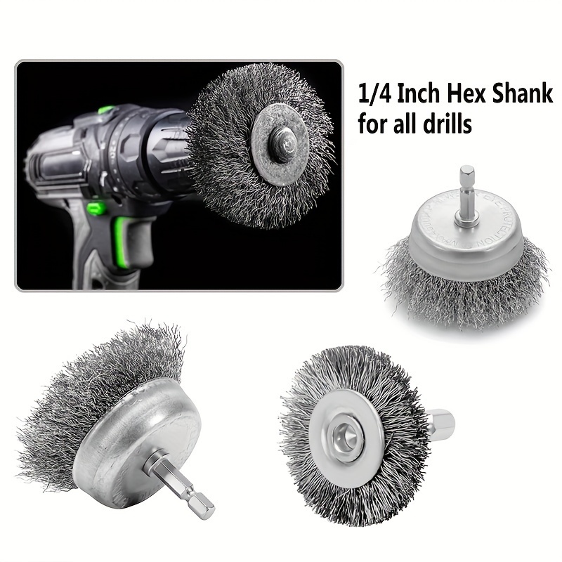 Wire Electric Drill Brush Set With Hexagonal Rod T shaped - Temu