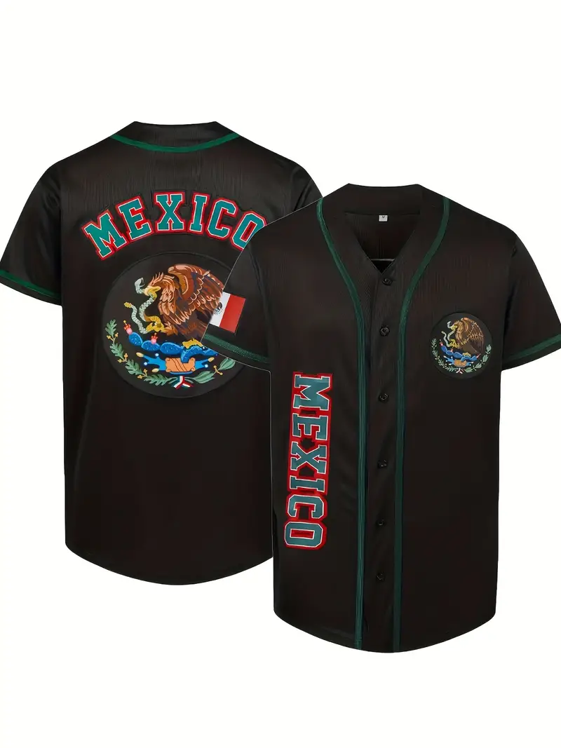 Men's Mexico Baseball Jersey, V Neck Short Sleeve Baseball Shirt,  Breathable Embroidery Sports Uniform For Training Competition Party - Temu  Netherlands