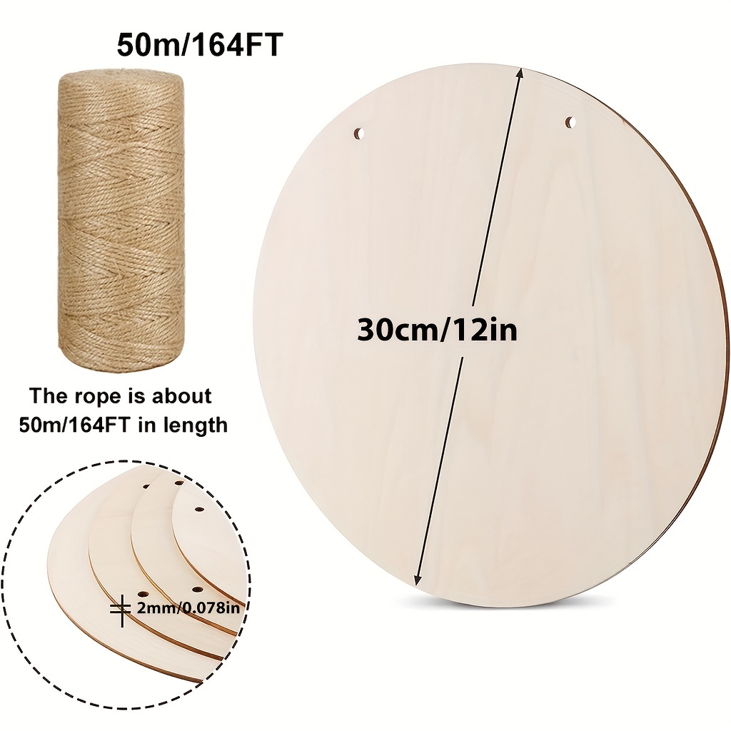 12 Inch Wood Circles for Crafts, 10Pcs Unfinished Wood Crafts with Holders,  DIY Wood Rounds for Cricut Projects, Door Hanger, Wood Burning, Painting