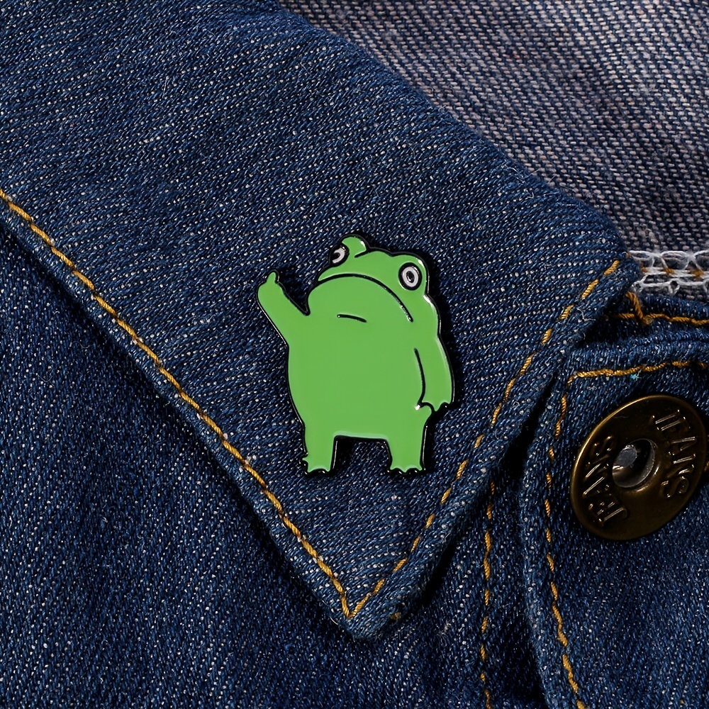 Funny Frog Enamel Pin - Cute Gesture Lapel Pin For Denim Jackets