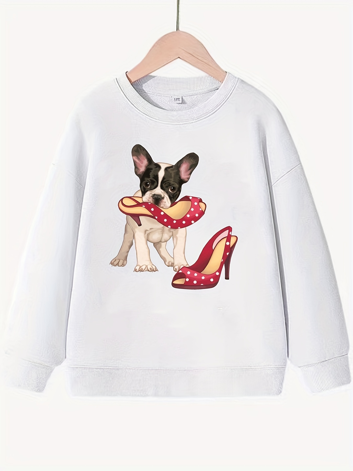 Cartoon Dog & Shoes Print Girls Crew Neck Sweatshirt Pullovers, Kids Long  Sleeve Tops For Party, Everyday, Outdoor - Temu