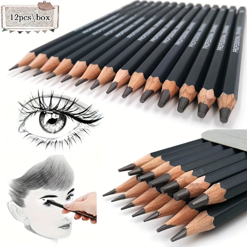 

12pcs Set Sketch Pencils 2h Hf Hb B 2b-8b Softened Wood Hexagonal Bar Sketch Pencils
