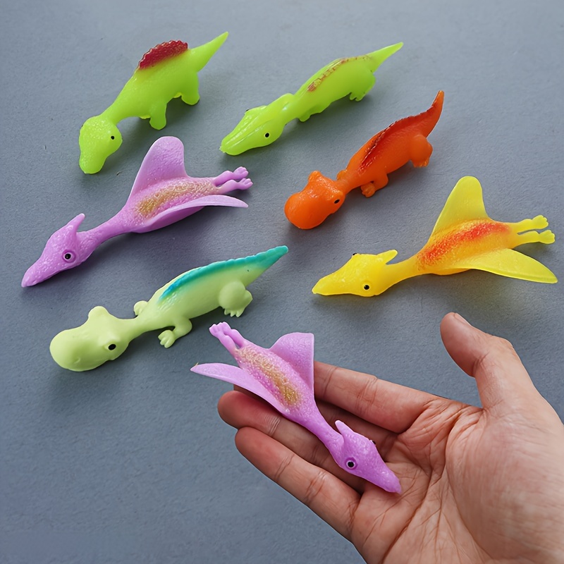 6 Pcs Novelty Slingshot Toy Stretchy Finger Toys Dinosaur Child Soft Rubber