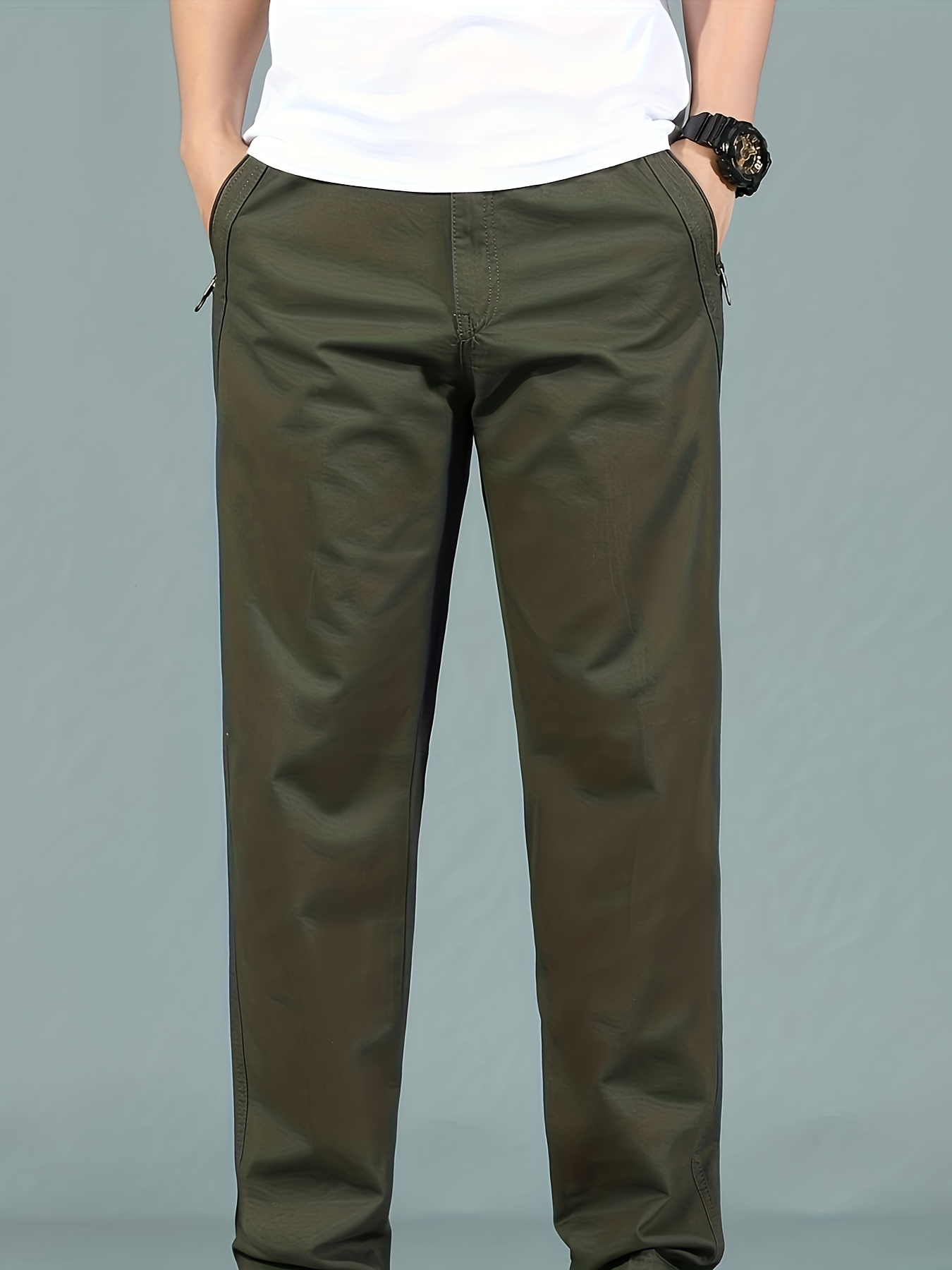 Men's Solid Color Business Casual Straight Pants - Temu New Zealand