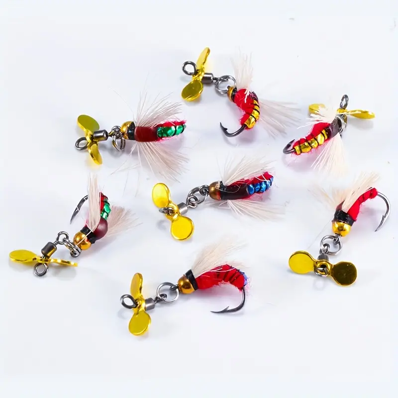 * 6pcs/10pcs Fly Fishing Bait Hook, Simulation Salmon Trout Dry Flies With  Rotating Sequin, Fishing Gear Accessories