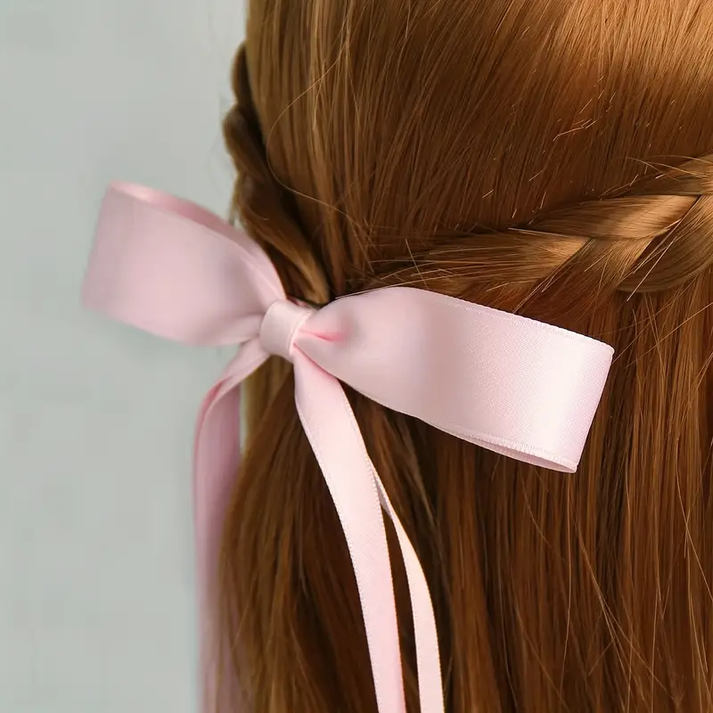 Elegant Ribbon Bow Decor Hair Clips Sweet Cute Bowknot Hair - Temu