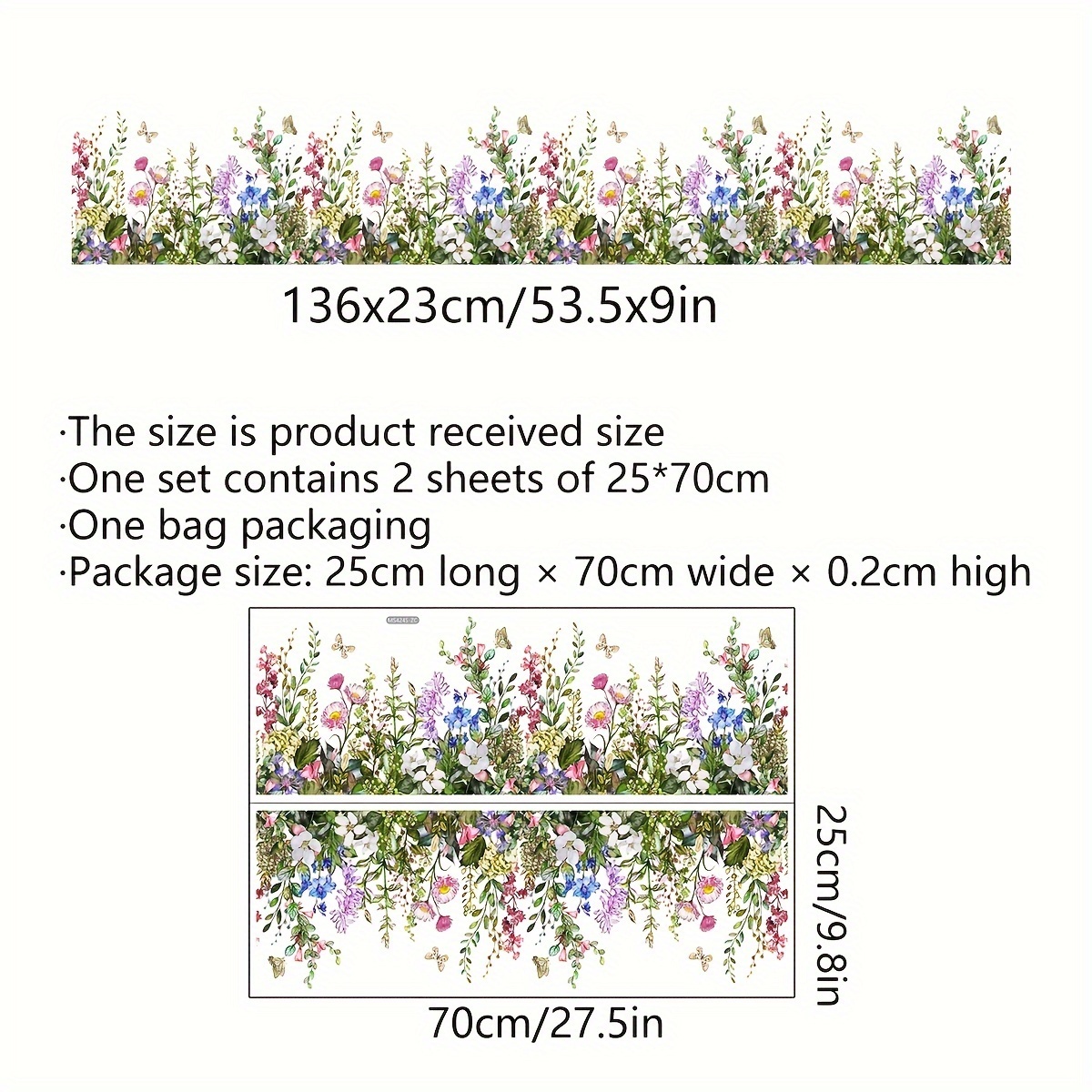 1 Set 2pcs Plant Floral Collage Wall Stickers Background Wall Living Room Room Decoration Wall Stickers