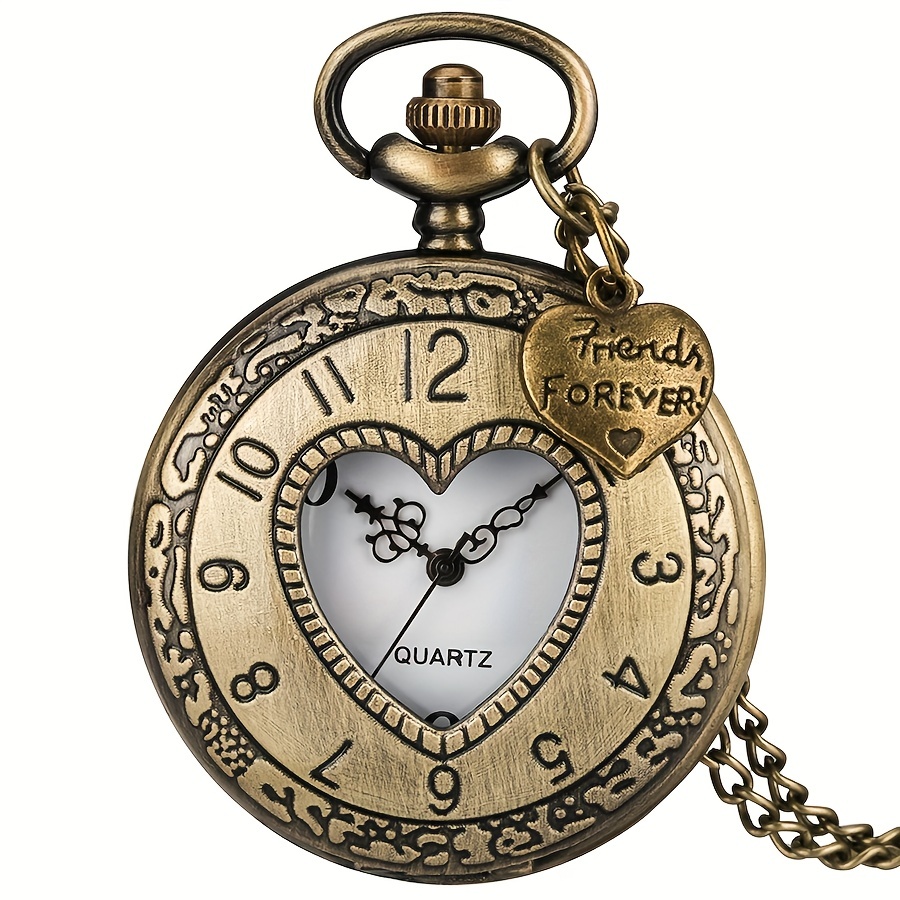 New sisters heart pocket watch battery included sister quartz pocket watch vintage - Temu main image 2